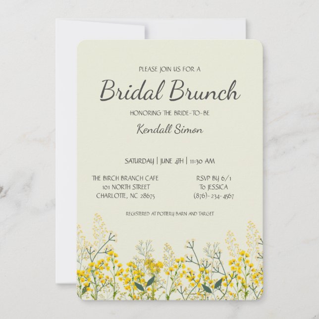 Invitation de brunch de mariage à fleurs sauvages  (Devant)