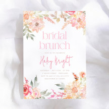 Invitation de brunch de mariage floral rose pour l