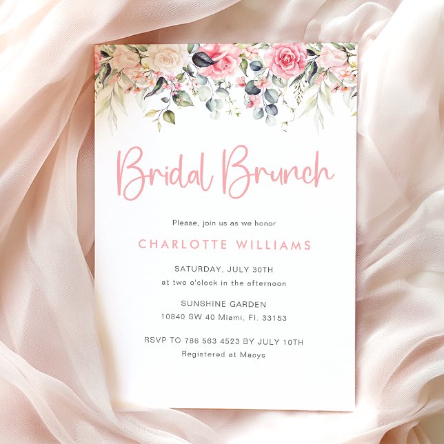 Invitation de Brunch de mariage rose pâle (Créateur téléchargé)