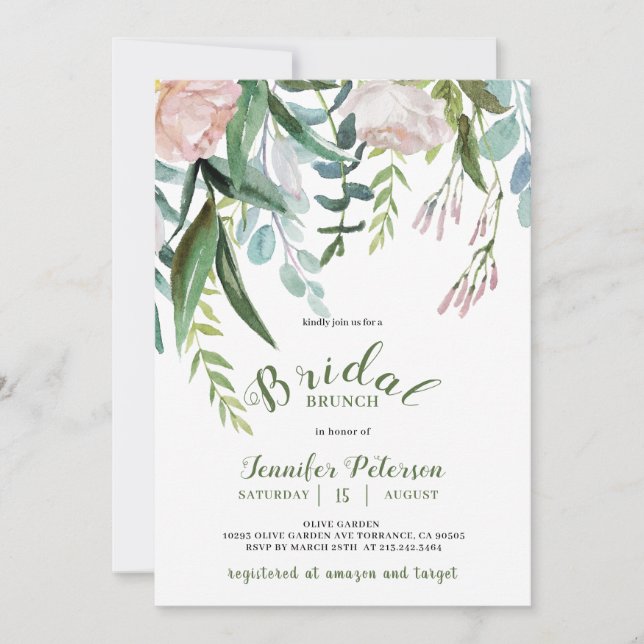 Invitation de brunch de mariage Rustique verdure (Devant)