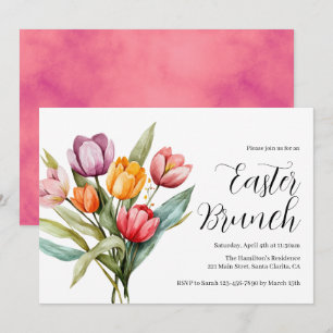 Invitation de brunch de Pâques aux tulipes florale