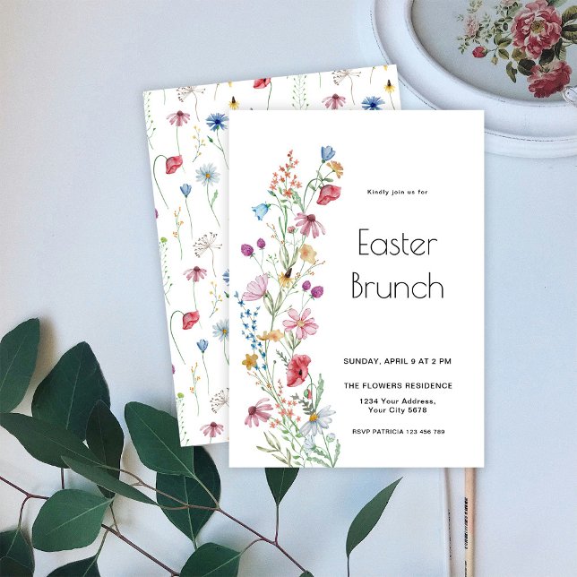 Invitation de Brunch de Pâques fleur sauvage (Créateur téléchargé)