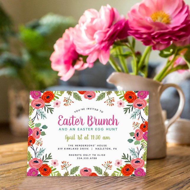 Invitation de Brunch de Pâques Floral (Créateur téléchargé)