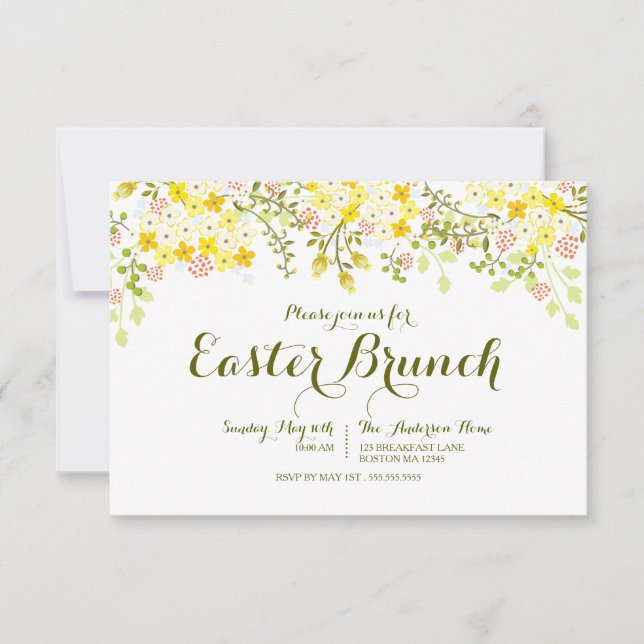 Invitation de Brunch de Pâques Floral Spring (Devant)