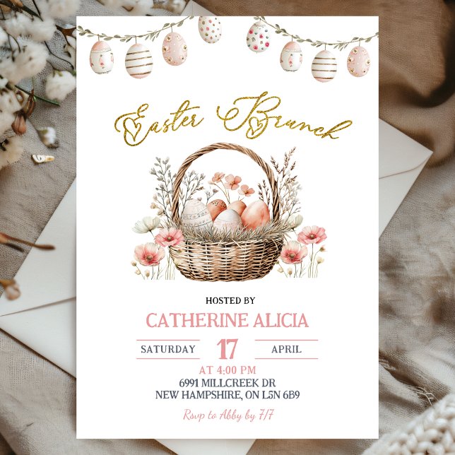 Invitation de brunch de Pâques florale bohème (Créateur téléchargé)