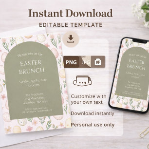 Invitation de brunch de Pâques modifiable en téléc