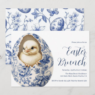 Invitation de brunch de Pâques Œuf Chinoiserie Ble