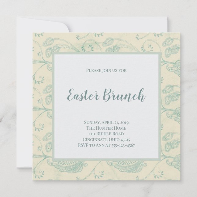 Invitation de Brunch de Pâques vintage (Devant)