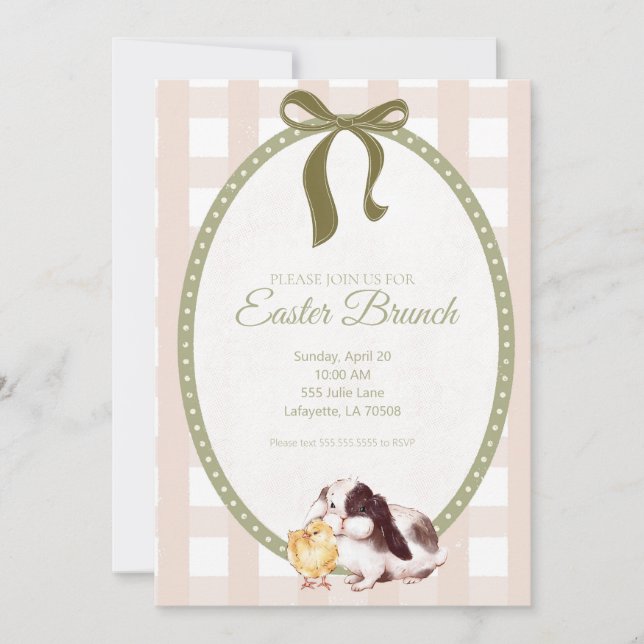 Invitation de Brunch de Pâques vintage (Devant)