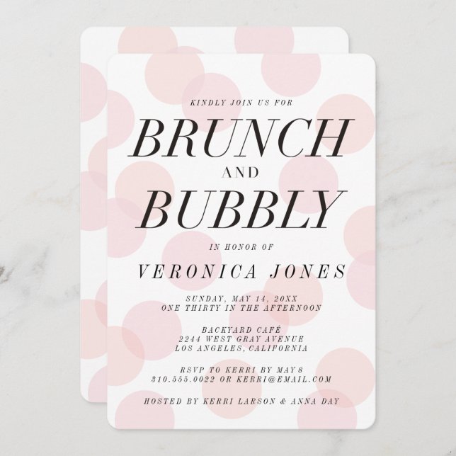 Invitation de Brunch élégant et de douche nuptiale (Devant / Derrière)