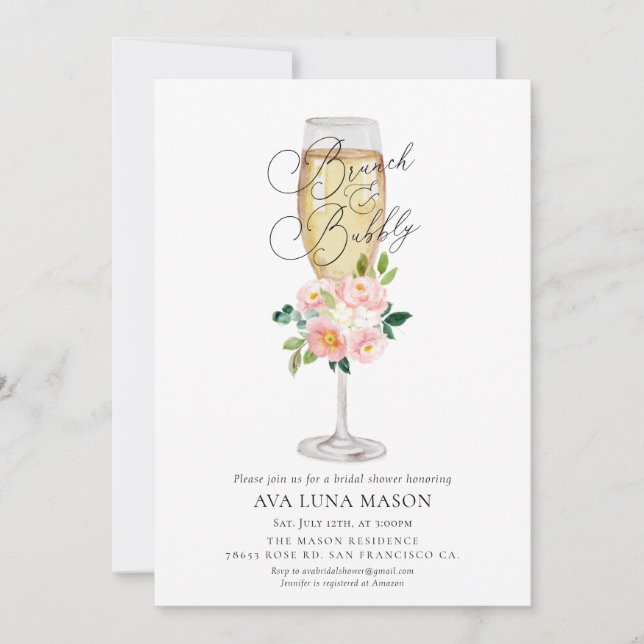 Invitation de Brunch et de Bubbly (Devant)