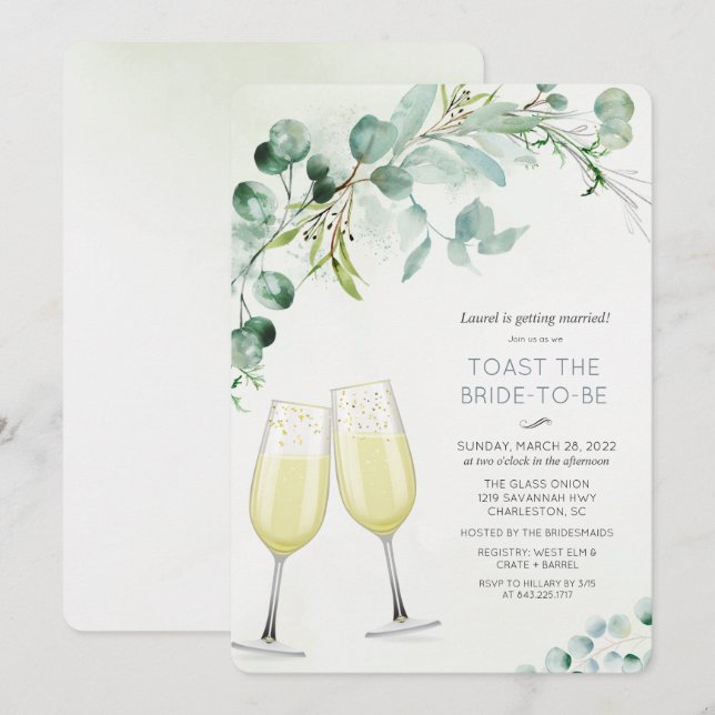 Invitation de Brunch et de Bubbly (Devant / Derrière)