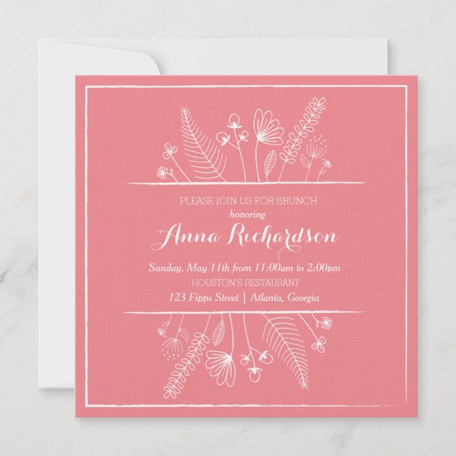 Invitation de Brunch Illustration Fleur (Devant)