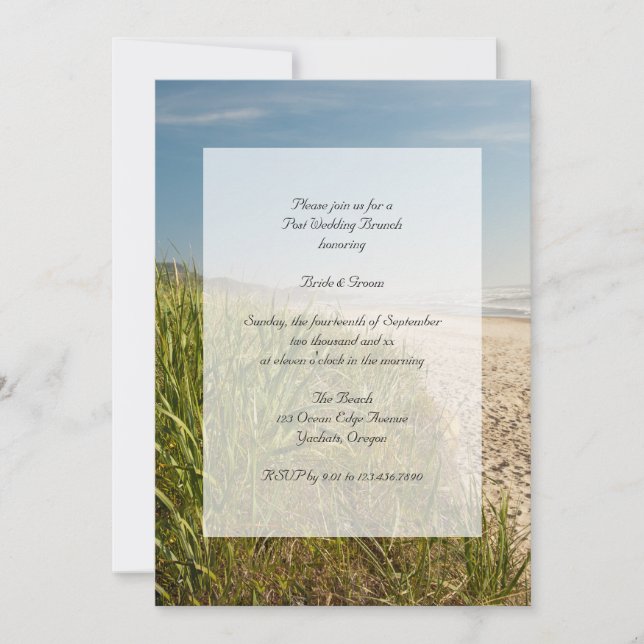 Invitation de Brunch Mariage de Natural Beach Post (Devant)