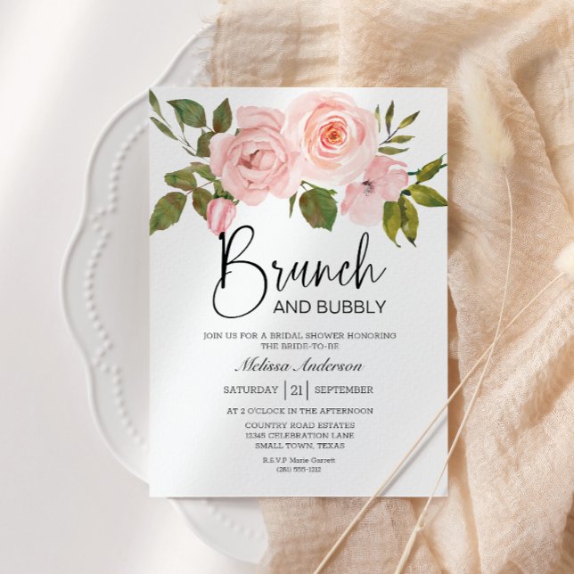 Invitation de Brunch nuptial floral et bosselé (Créateur téléchargé)