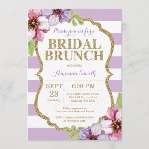 Invitation de Brunch nuptial violet or Floral