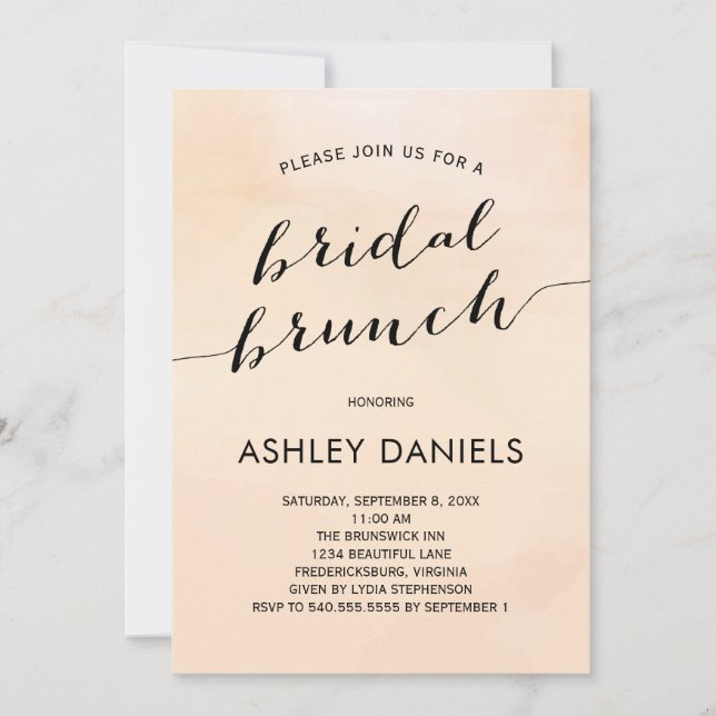 Invitation de brunch nuptiale Blush Apricot (Devant)