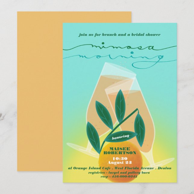 Invitation de Brunch nuptiale Mimosa (Devant / Derrière)