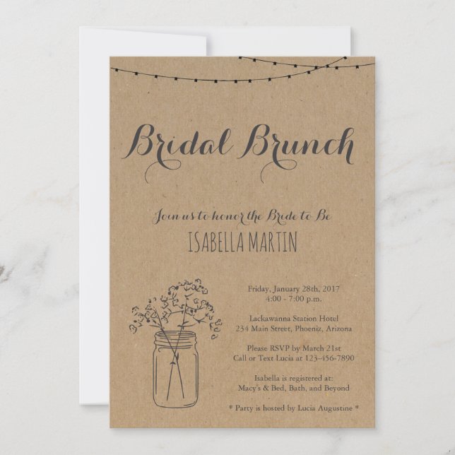 Invitation de Brunch nuptiale sur Kraft Arrière -  (Devant)
