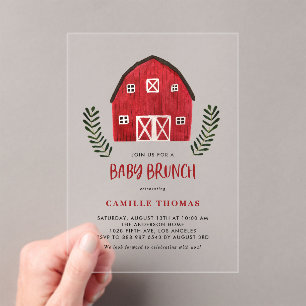 Invitation de brunch pour bébé à la ferme avec gra