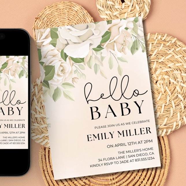 Invitation de Brunch pour bébé floral, Baby shower (Créateur téléchargé)
