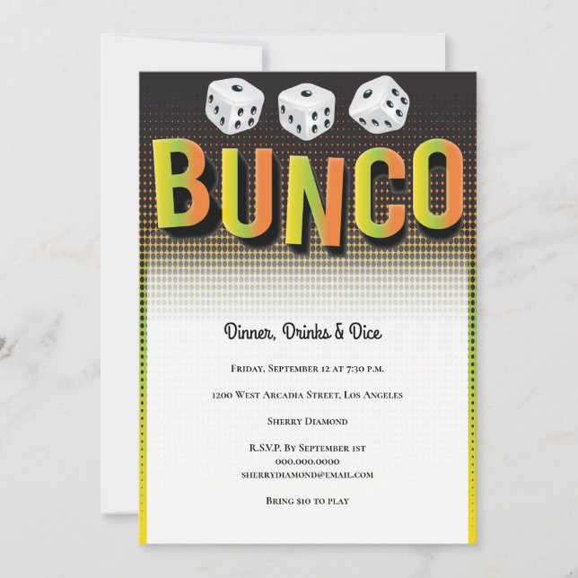 Invitation de Bunco Dice Game Party (Devant)