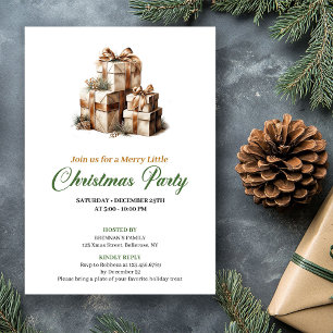 Invitation de cadeaux de Noël vert et or raffiné