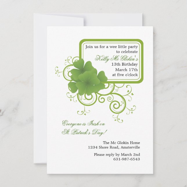 Invitation de cadre de shamrock (Devant)