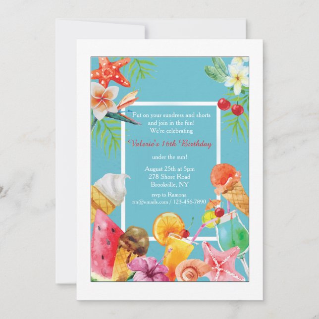Invitation de cadre d'été (Devant)