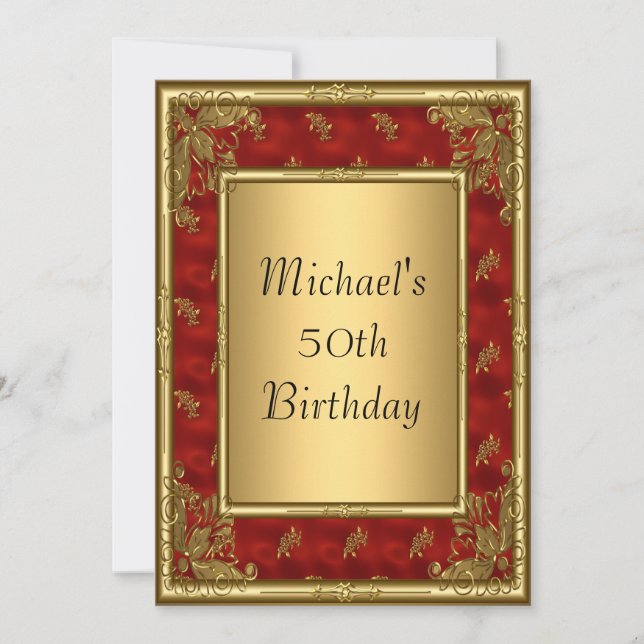 Invitation de cadre Gold Red Art Deco (Devant)