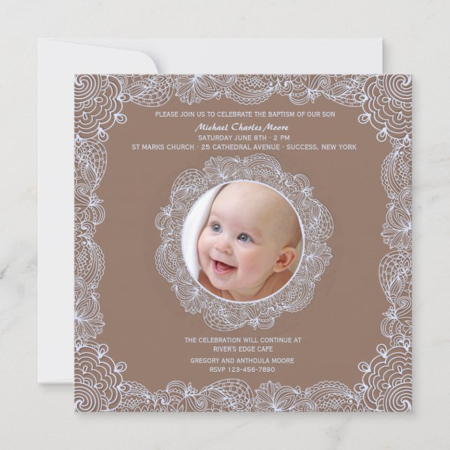 Invitation de cadre photo dentelle (Devant)