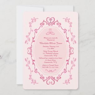 Invitation de cadre rose aquarelle