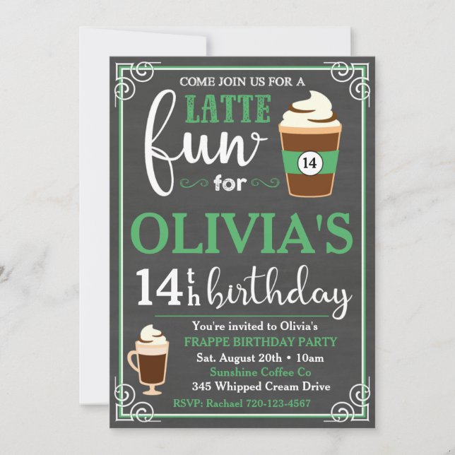 Invitation de café | Invitation à l'anniversaire d (Devant)