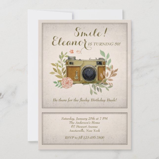 Invitation de caméra Vintage (Devant)