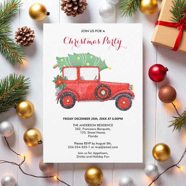 Invitation de Camion Rouge de Noël (Créateur téléchargé)