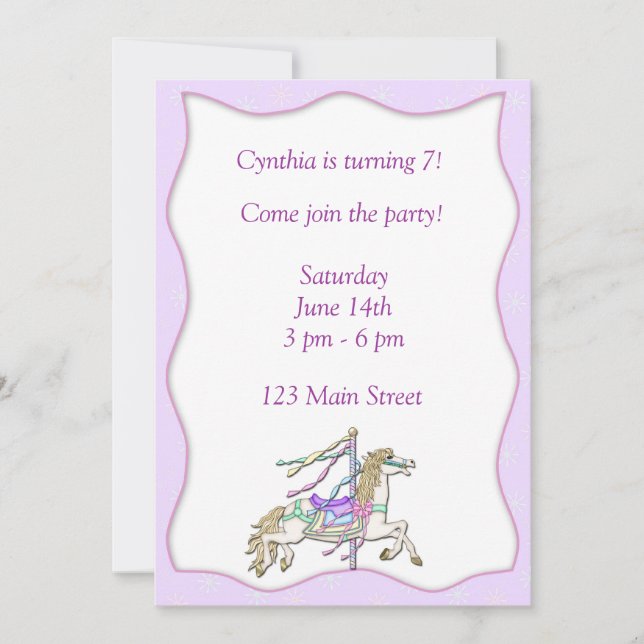 Invitation de carousel Horse (Devant)
