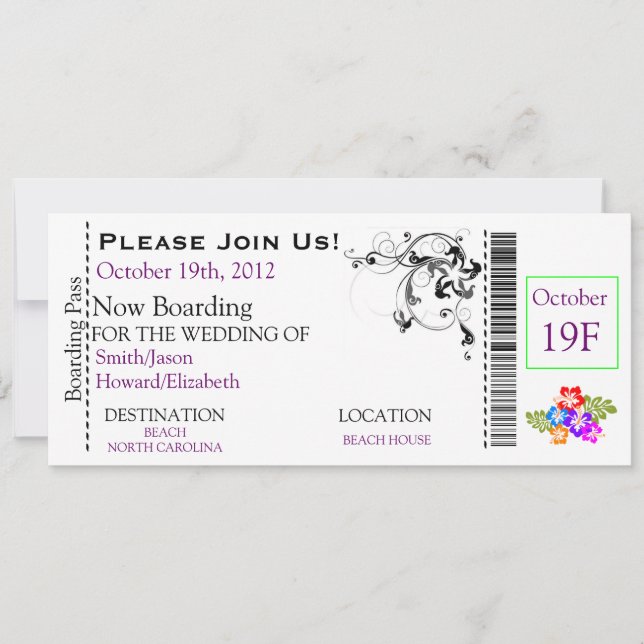 Invitation de carte d'embarquement (Devant)