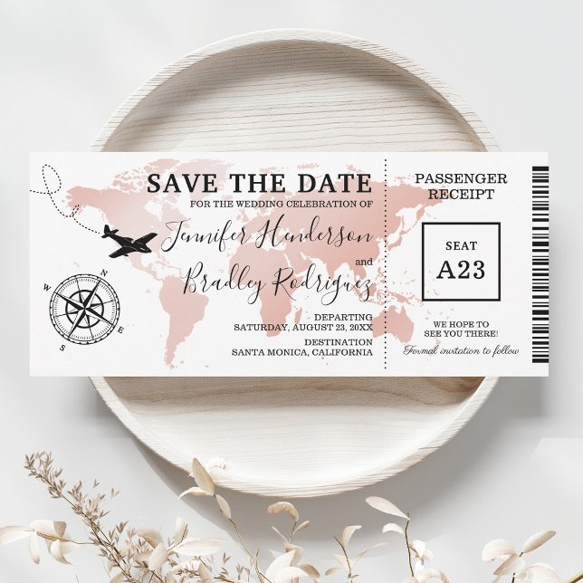 Invitation de carte d'embarquement de date de sauv (Créateur téléchargé)