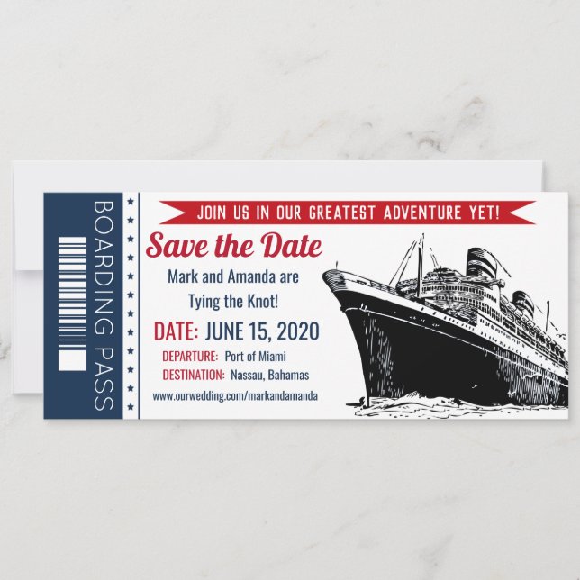 Invitation de carte d'embarquement pour croisière  (Devant)