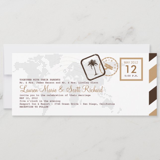 Invitation de carte d'embarquement Vintage (Devant)