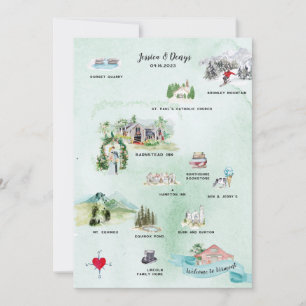 Invitation de carte d'itinéraire de week-end de ma