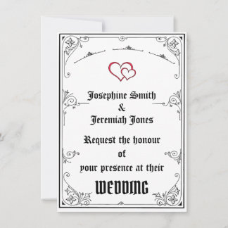 Invitation de carte Mariage de coeur rouge personn