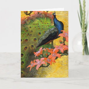 Invitation de carte : Paon bleu