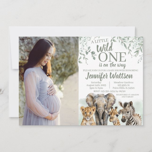 Invitation de Carte photo Wild One Safari baby sho (Devant)