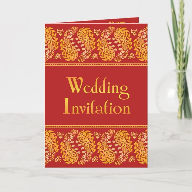 Invitation de carte pliée par mariage indien (Devant)