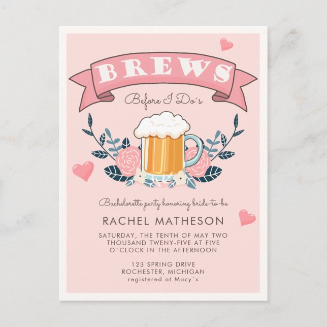 Invitation de carte postale de bière pour enterrem (Devant)