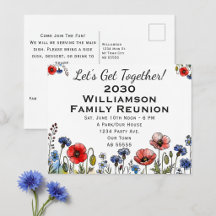 Invitation de carte postale florale pour réunion d