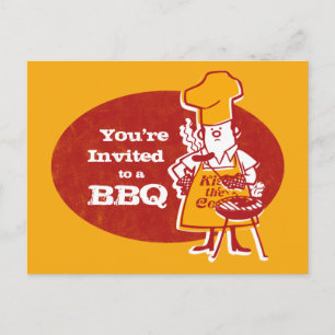 Invitation de carte postale Retro BBQ Chef