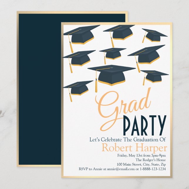 Invitation de Casquettes de la Marine et de l'Or (Devant / Derrière)