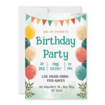 Invitation de célébration d'anniversaire à l'aquar